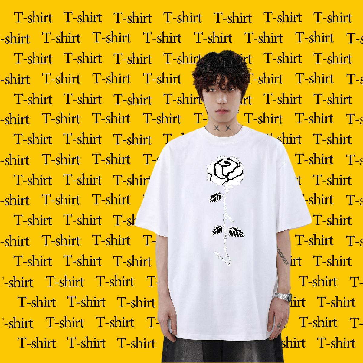 Cool Design Men Tees 100% Cotton 230g Anime Printing Street flower Oversized 4XL Breathable Soft Designer Fashion T-Shirts for Men Clothes