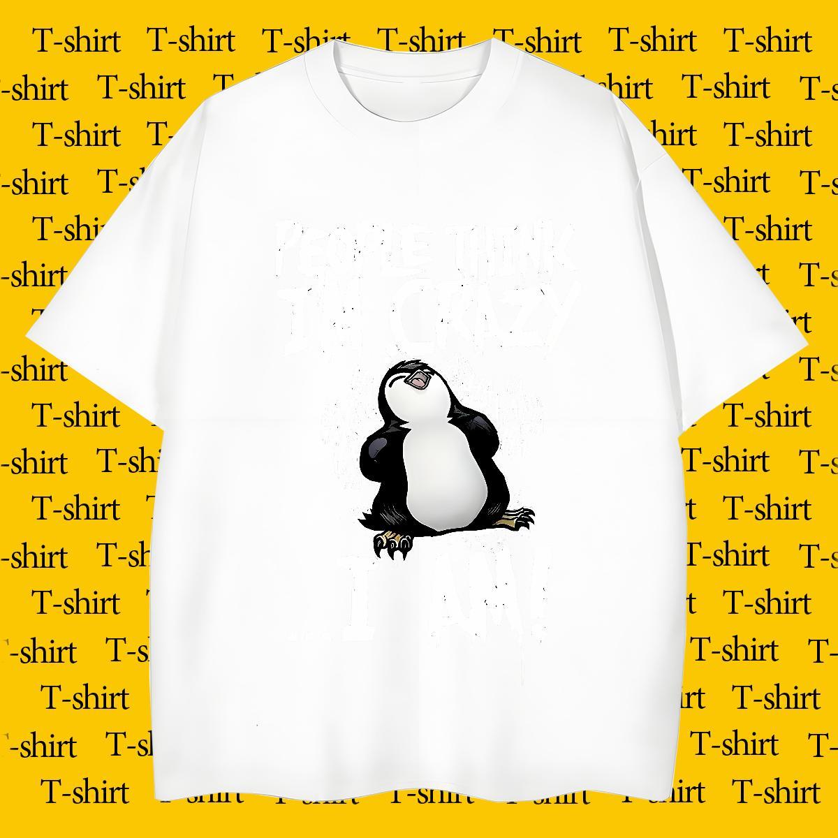 T shirt 100% Cotton 230g penguin Casual Short Sleeve O-Neck Custom Print Plus Size Men Tops Tees Fashion Cool Polos