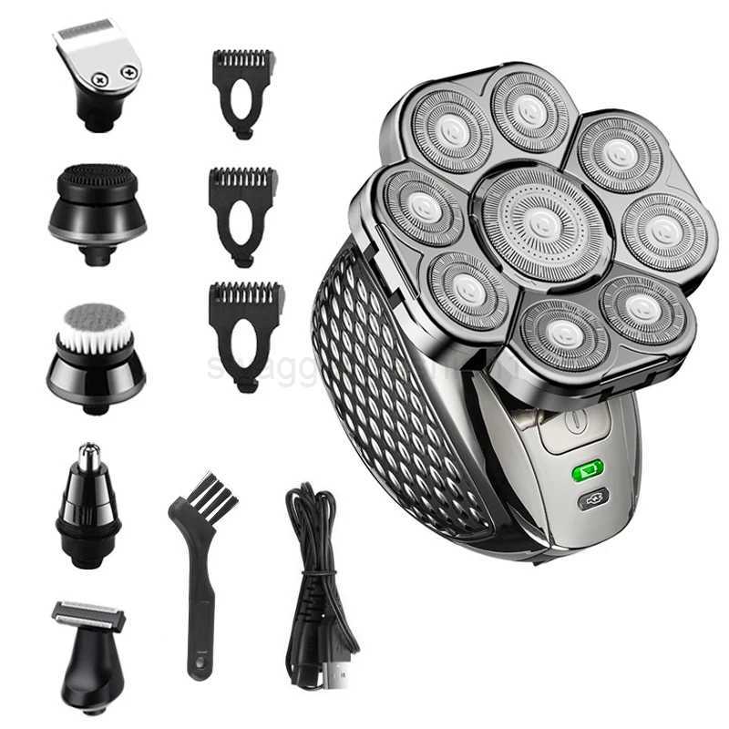 Grooming Kit 6in1 Head Electric Shaver For Men Beard Hair Trimmer Facial Razor Body Bald Shaving Machine Wet Dry RechargeableXJ240806