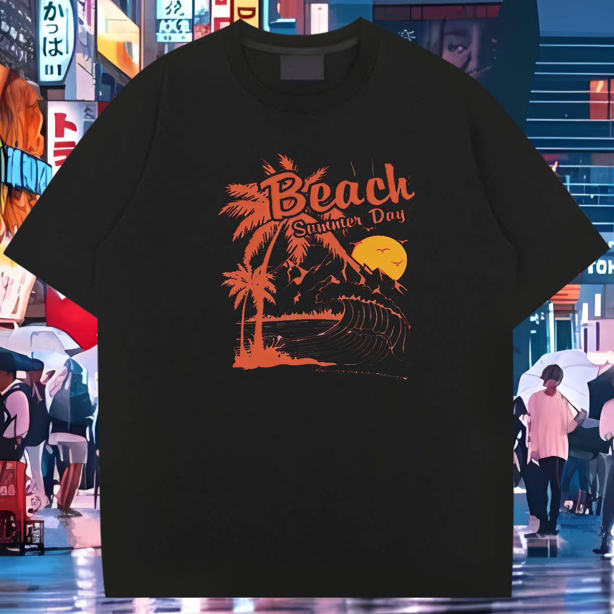 New T shirt 230g Pure Cotton sun Beach Tops Tees Breathable Popular Mens Tshirts DIY