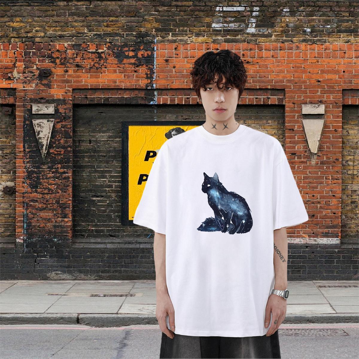 Designer Couples T Shirts 230g Cotton Spring Summer cat DIY Anime Breathable Short Sleeve Customized Mens T Shirts Tees