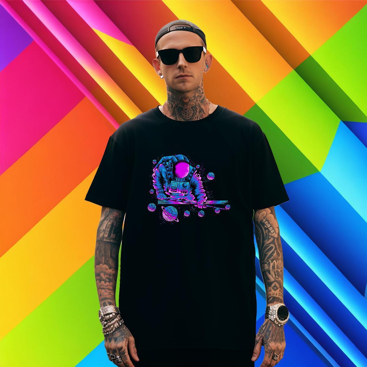 Men T Shirts 100% Cotton 230g cosmonaut Outdoor Short Sleeve Soft White Plus Size Men Tees Designer Cool Tops