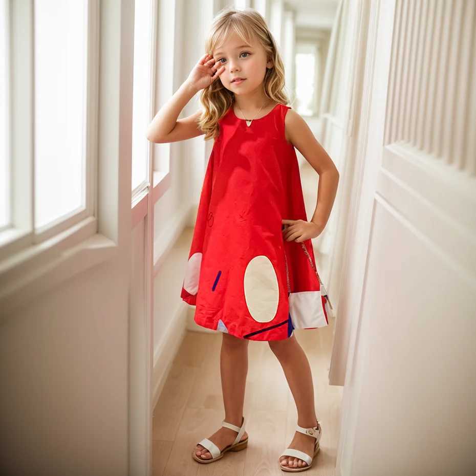Girls summer dress sleeveless girls party dress dot pattern childrens casual style clothing girls 6 8 10 12 14W240720