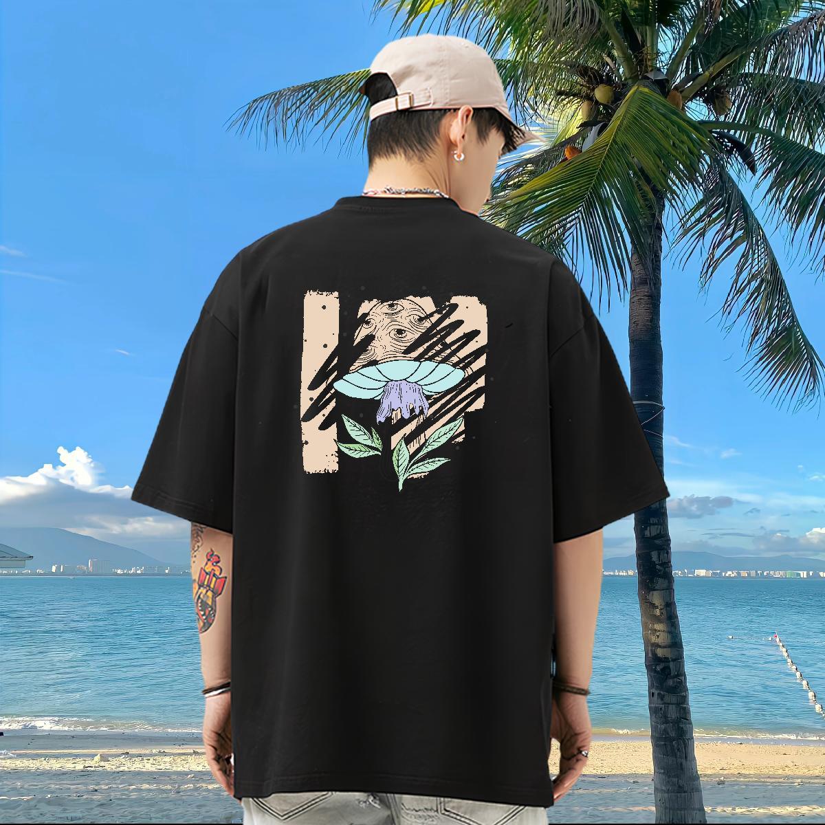 Brand Men T Shirts 230g Pure Cotton mushroom Daily Wear Tees Breathable Short Sleeve Unisex Men Clothes T-Shirt Graphic