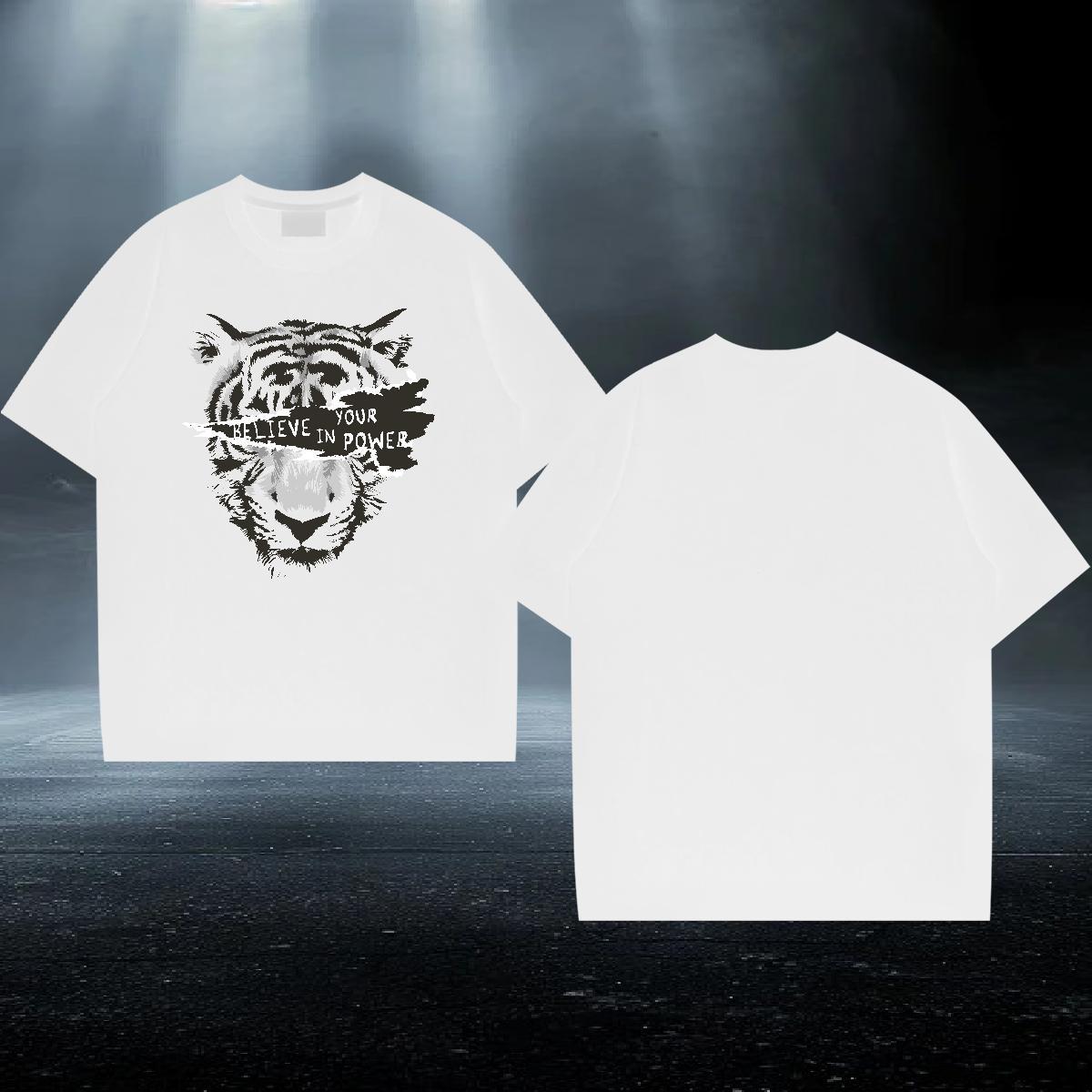 Free Shipping Men T Shirts 100% Cotton 230g tiger Anime Printing Street Clothes Round Neck Short Sleeve Cool Design Men Tees Plus Size Cartoon