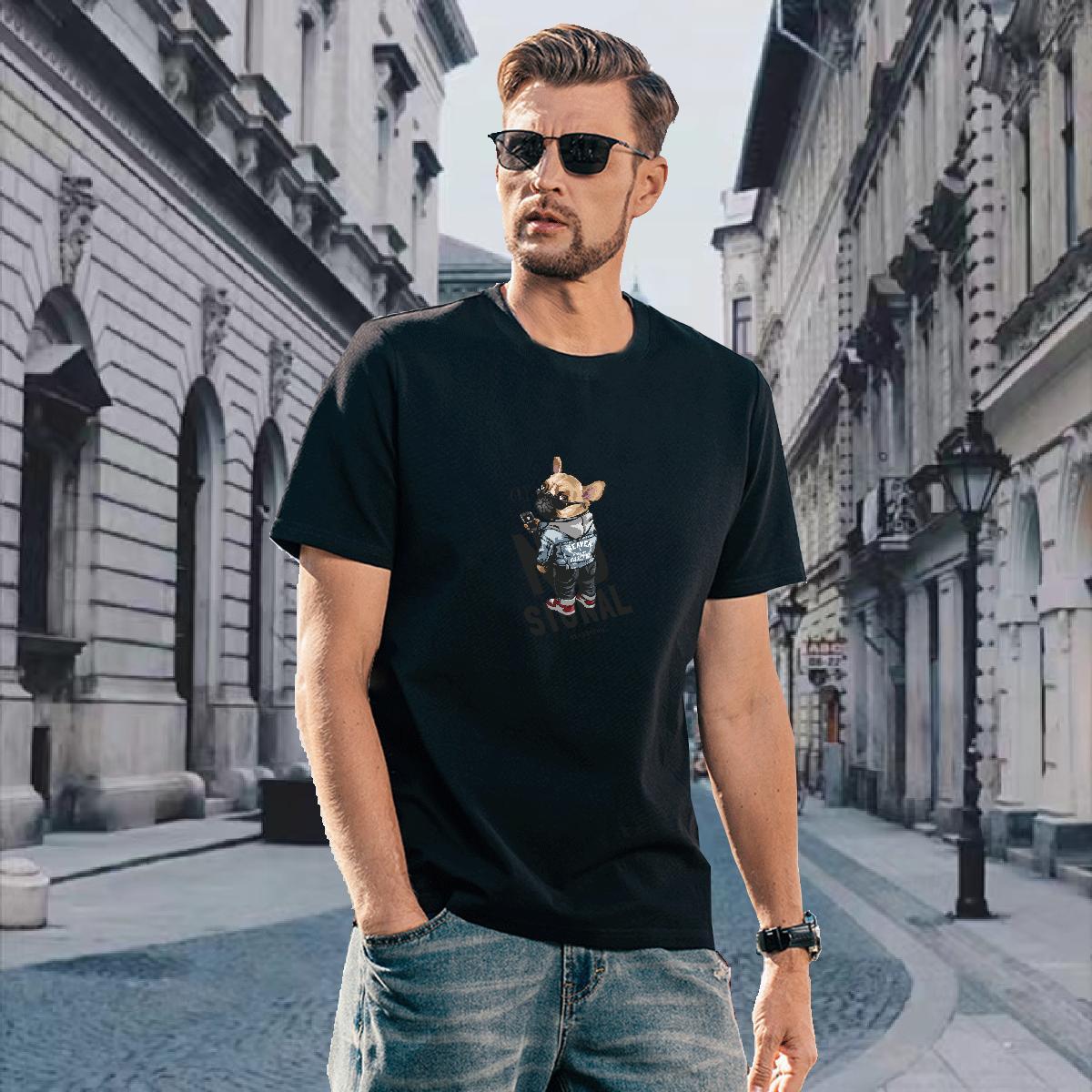 Cool Tshirts 230g Cotton dog T Shirt For Man Sport Pure Cotton DIY Printed Fashion Wear