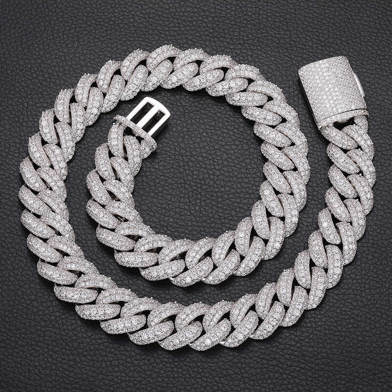 Jewelry Hip Hop Men Bling 18mm CZ Zircon Diamond Iced Out Cuban Link Chain For Rapper