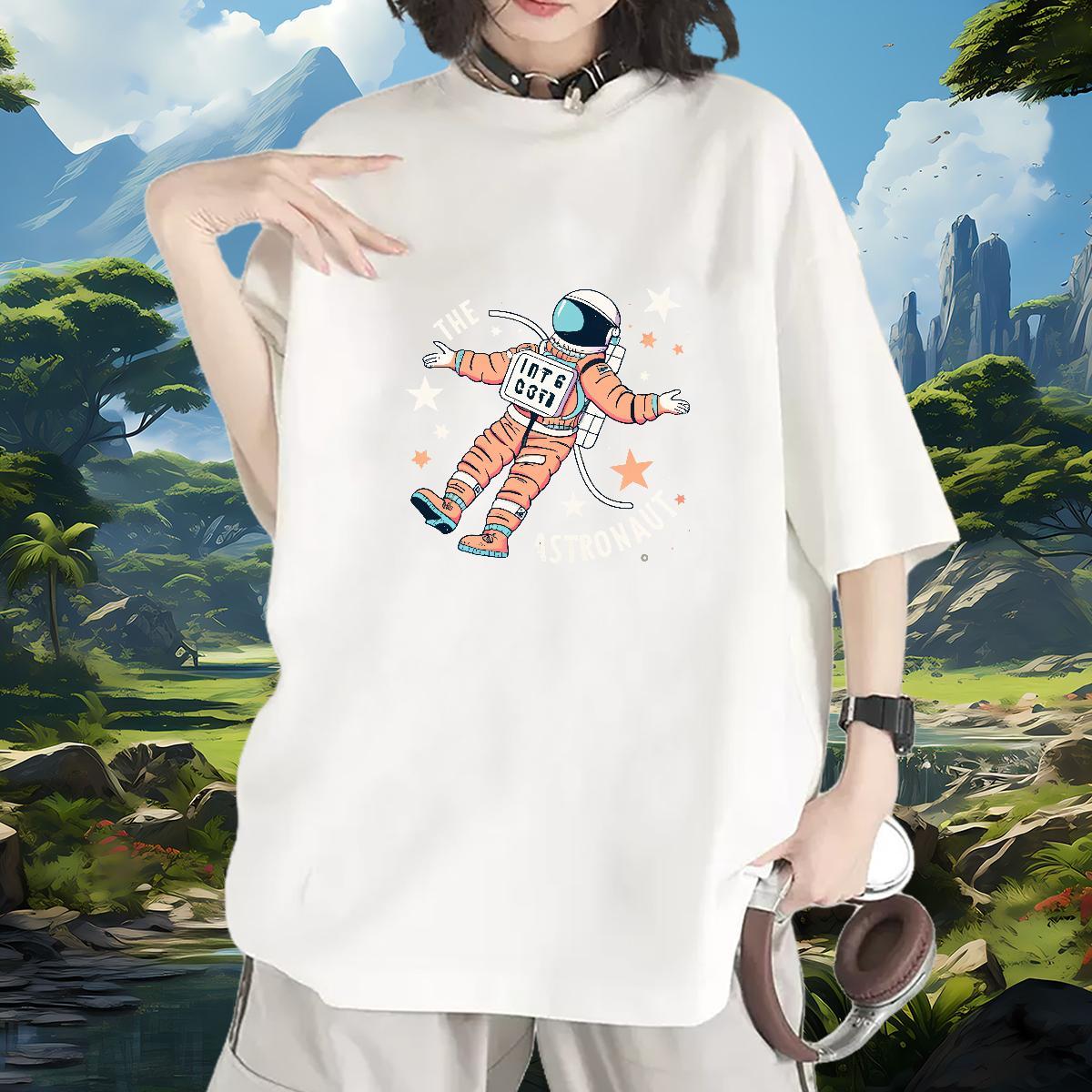 Designer Nice Woman T Shirts Breathable Short Sleeve Couples T Shirts Customized spaceman Daily Wear 230g Pure Cotton 2024 Casual Top Tees