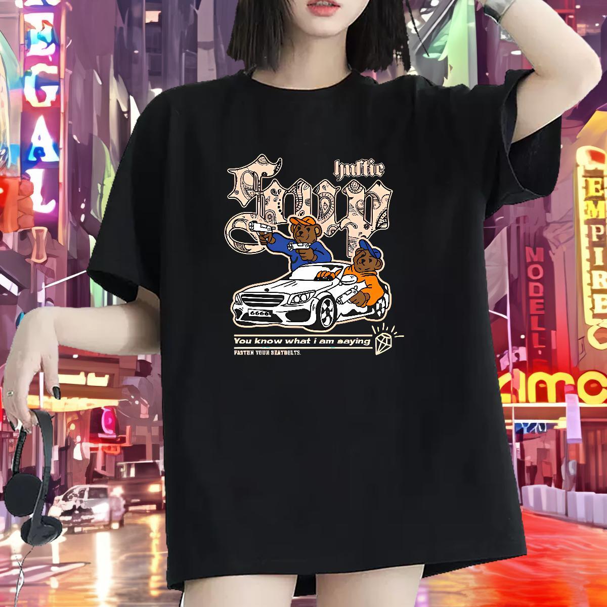 Lady Womens T Shirts Breathable Soft Women Tees Custom Printing bear Spring Summer 230g Cotton Classic Tops