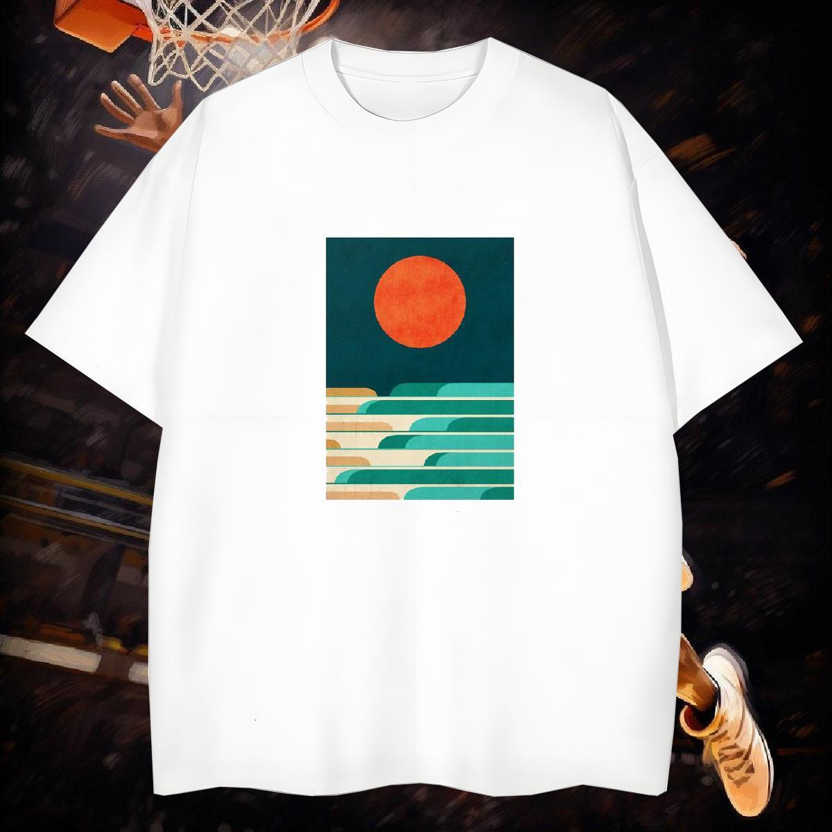 T-Shirts 100% Cotton 230g painting Street Wear Breathable Short Sleeve DIY Printed Men Tops Tees Casual New Loose Tee Shirt