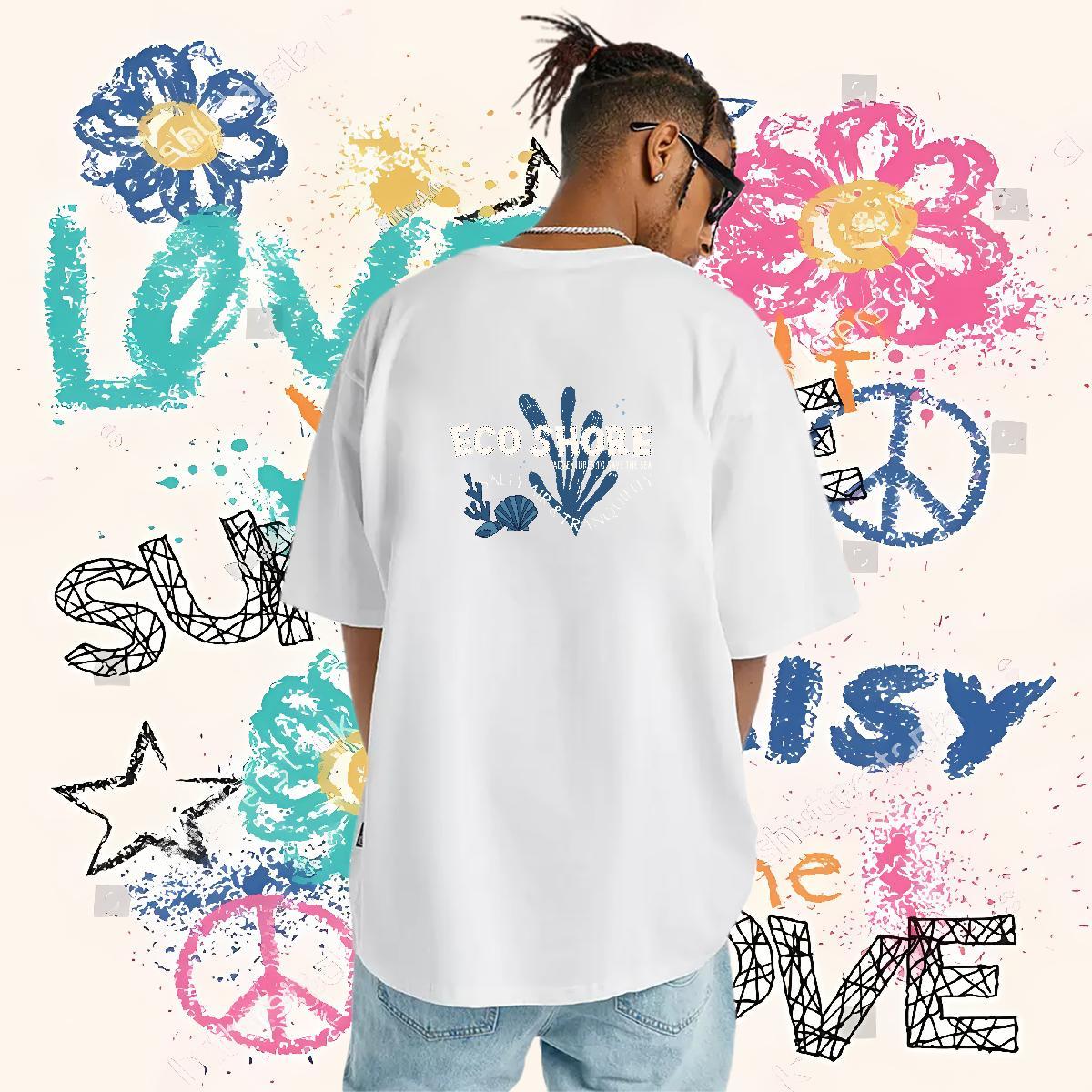 DIY Customized T-Shirts 230g Cotton tree Street Wear Tops Shirt Short Sleeve Soft Unisex Men Tshirts Black White