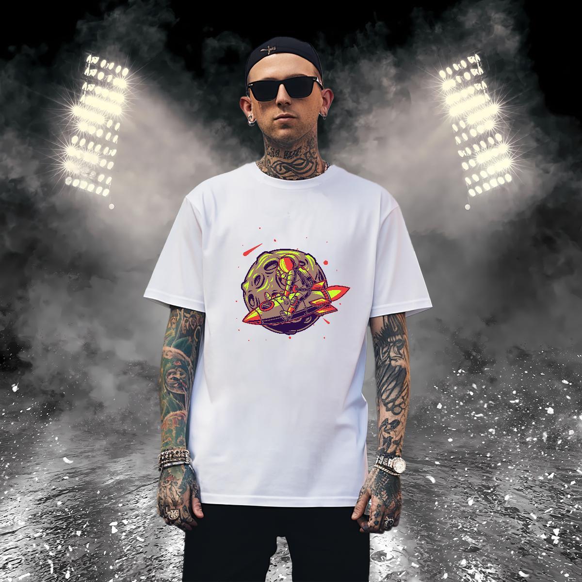 Mens T Shirts 230g 100% Cotton universe Street wear Hip Hop O Neck Short Sleeves Oversized Men Tshirts Fashion New Cool Design Clothings