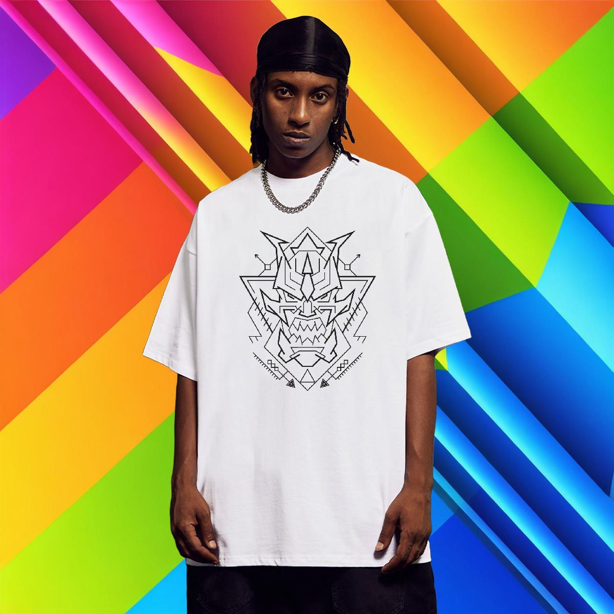 T-Shirts for Men 230g Cotton Geometric line Casual Crew Neck Breathable Oversized 4XL Men Tshirts Classic Cool Design Clothes