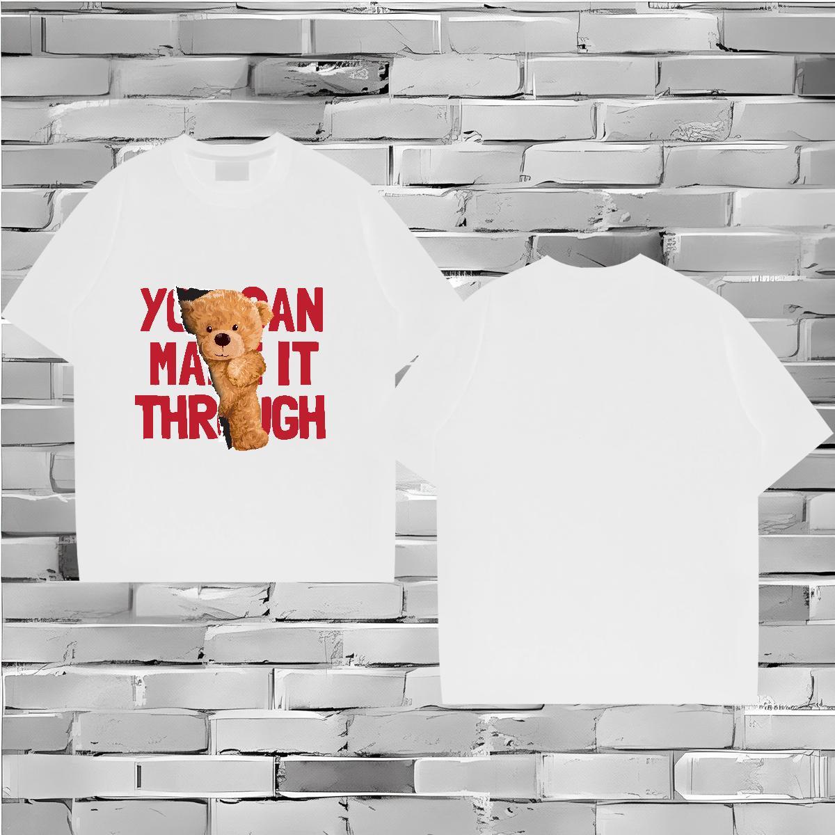 Fashion New Man T Shirts 230g 100% Cotton bear Sport Tops Shirt Pure Cotton Classic Tshirts DIY Logo Oversized