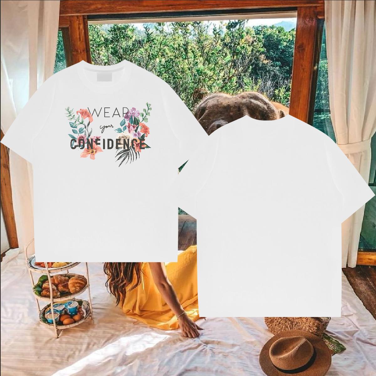 Factory Direct T-Shirts 230g 100% Cotton flower Street wear Hip Hop Top Tees Breathable Short Sleeve Comfortable Men Tees Oversized 3XL 4XL