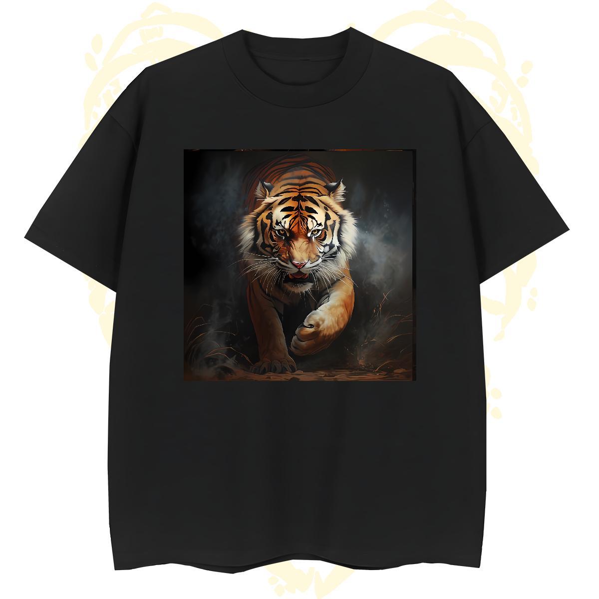 Unisex Men Clothes T-Shirt 230g Cotton tiger Men T Shirts Anime Printing Street Breathable DIY Designer Fashion Tees Shirts