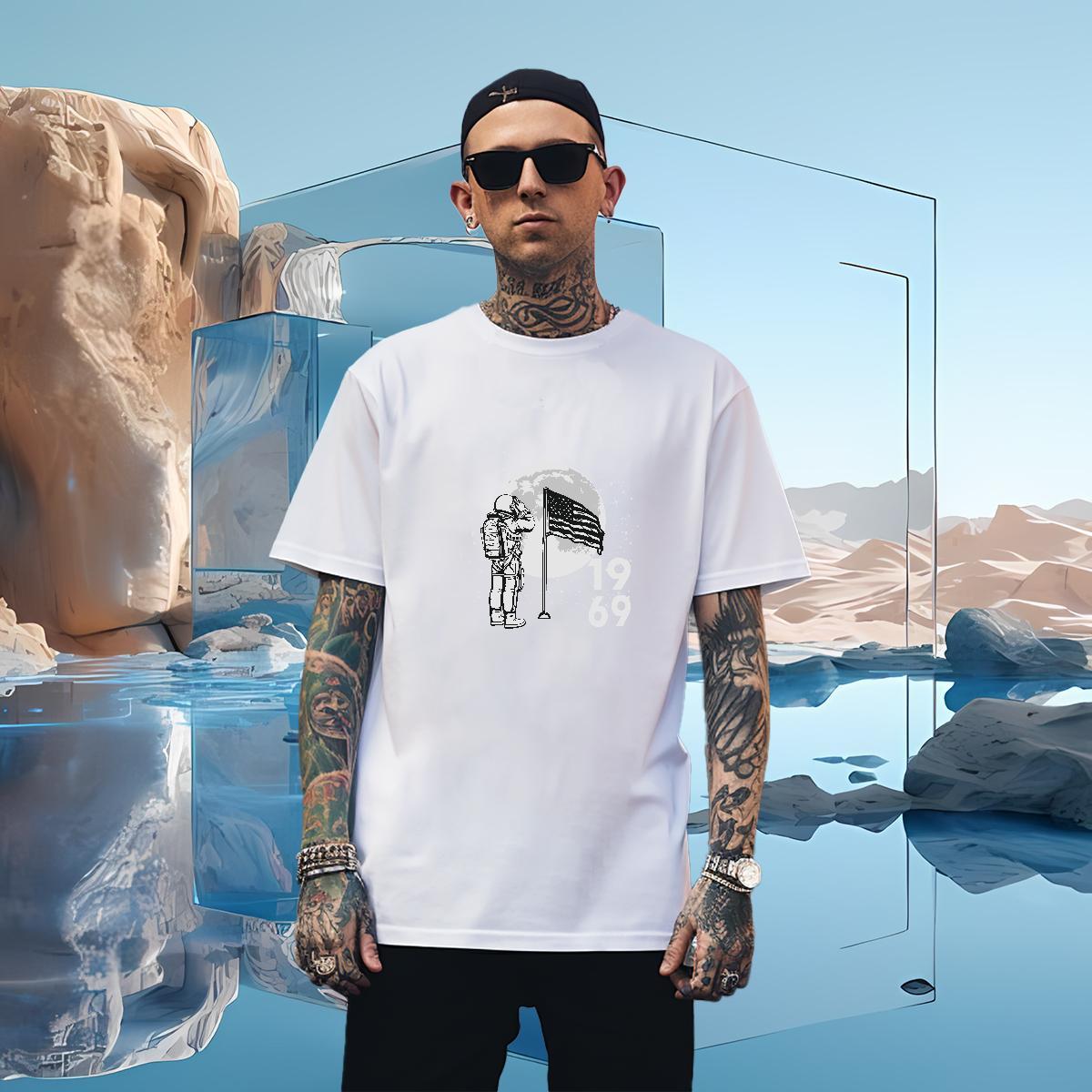 Men T Shirts 230g Pure Cotton universe Home Outdoor Crew Neck Cartoon Printing L-4XL Tshirts New Arrival Designer Top Tees