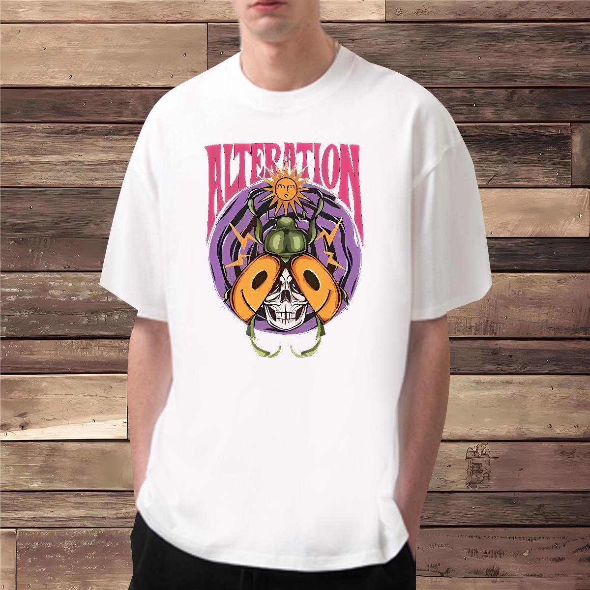 New Arrival T Shirts Men 230g Cotton skull Outdoor Clothings Breathable Classic Men Clothes T-Shirt Custom Cartoon