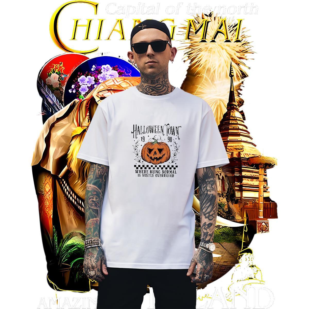 Free Shipping Men Tshirts 230g Pure Cotton halloween T shirt Sports Casual Breathable Crew Neck Oversized Factory Direct Polos