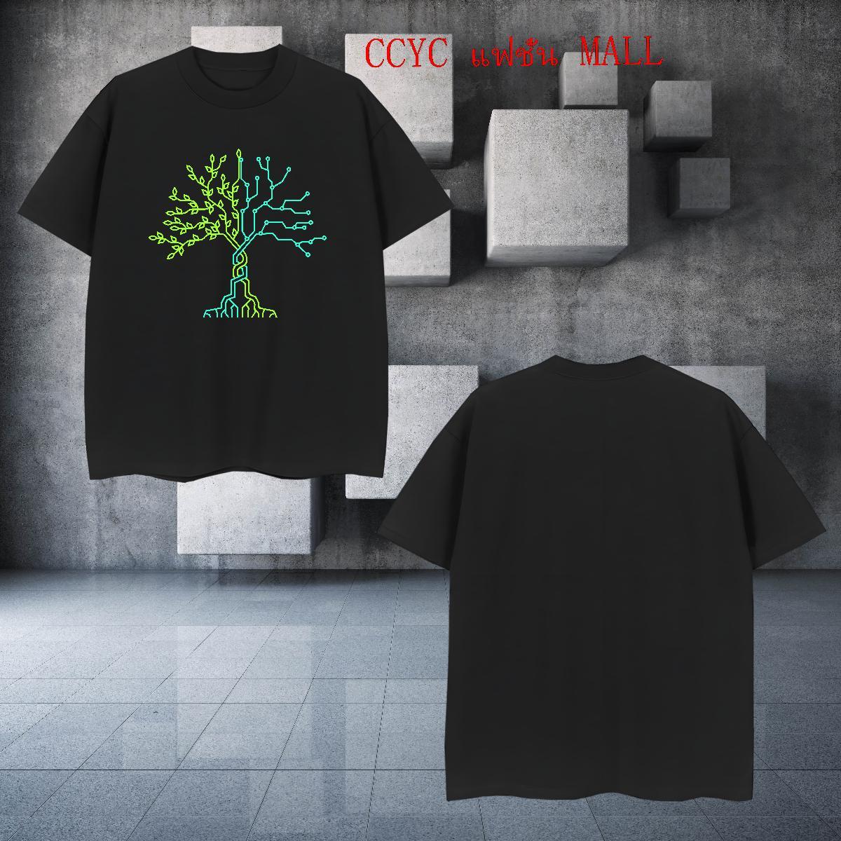 Free Shipping T Shirts Men 230g Cotton tree Daily Wear Clothes Crew Neck Loose Tshirts Custom Big Size