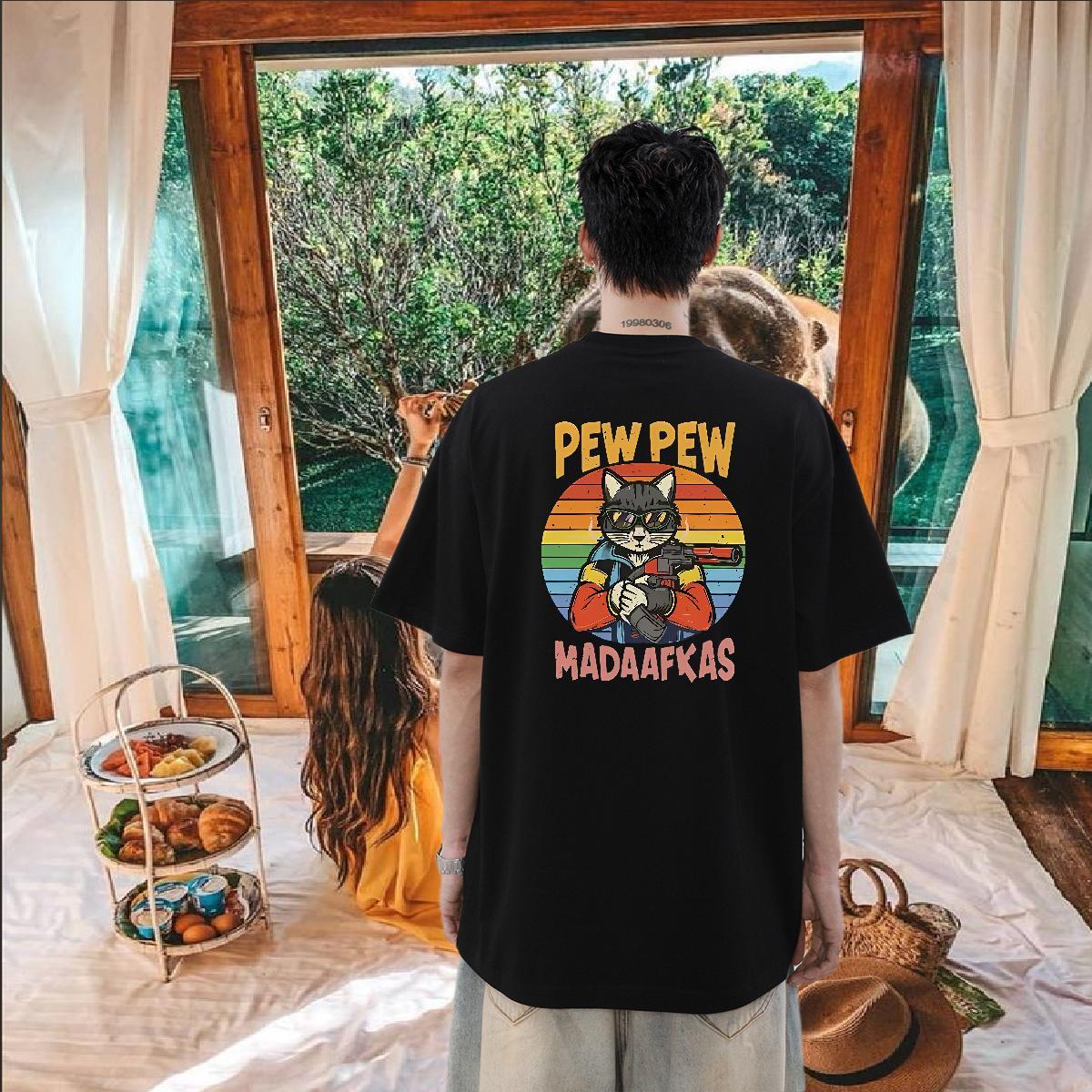 2024 Summer T Shirts Men 230g Cotton Hip Hop Street Polos Short Sleeve Soft Free Shipping Men Tops Tees Black White