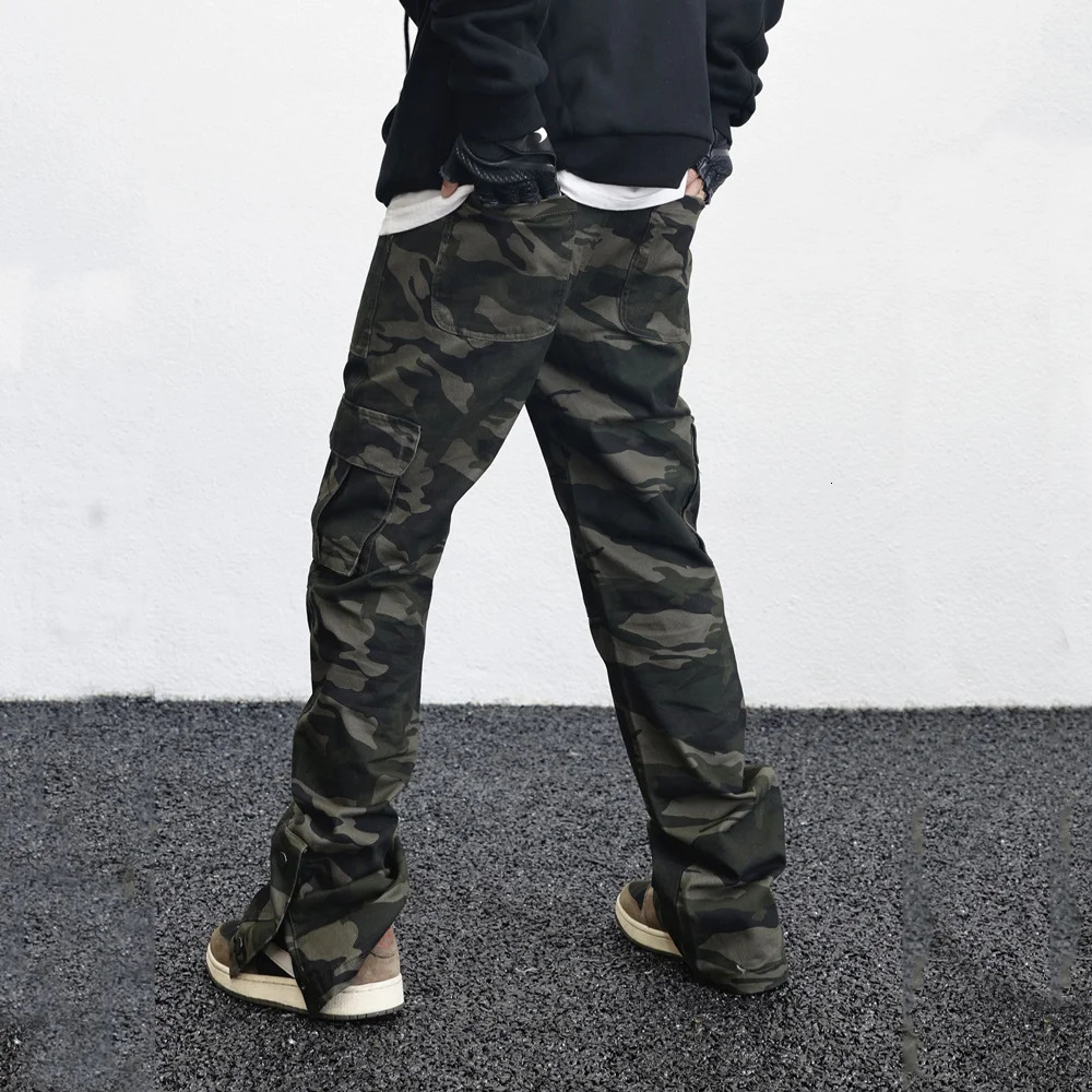 Camouflage Cargo Pants Loose Casual Multipocket Baggy Elastic Waist Wideleg summer High Street jogger Hiking fatigue trousers 240806