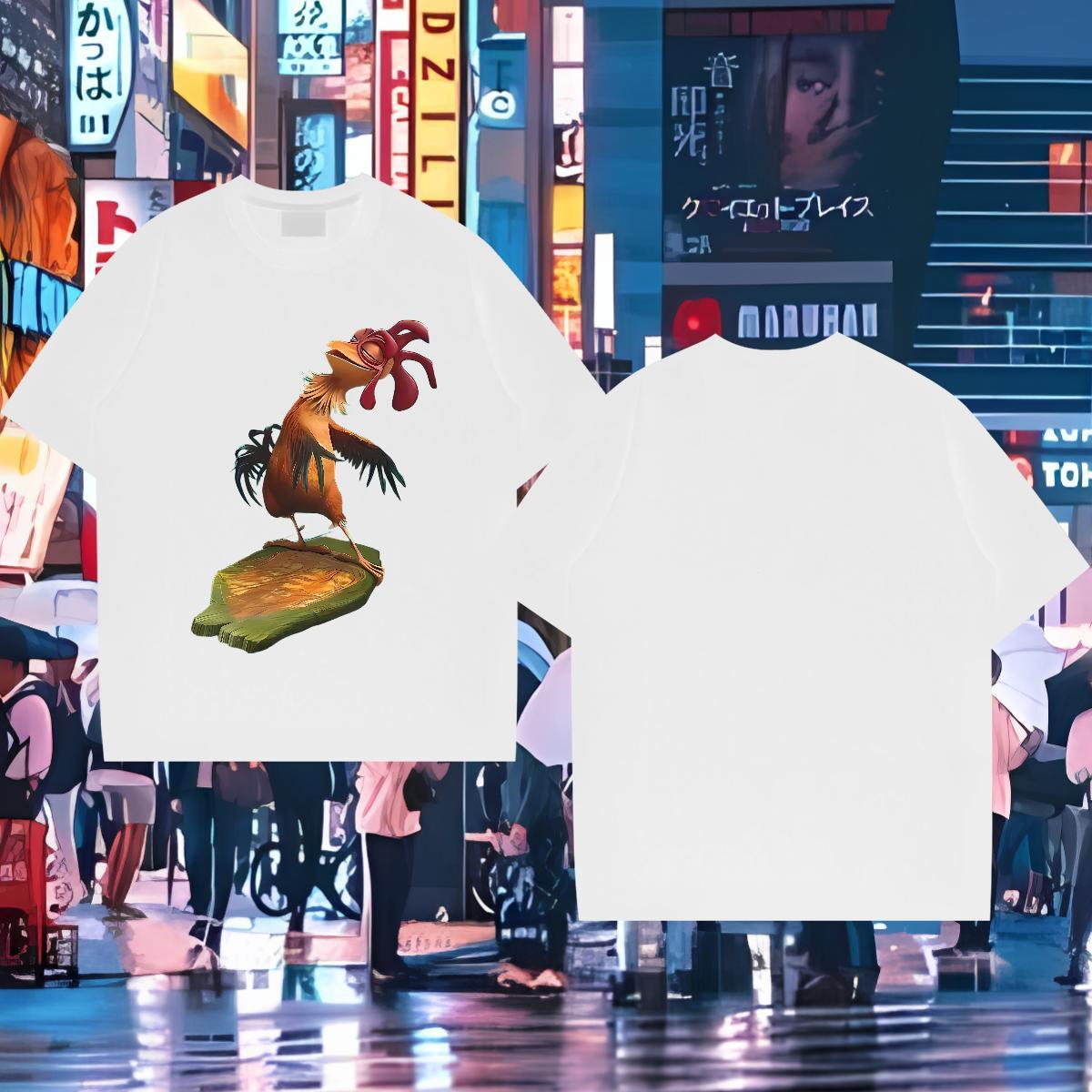 Custom T shirt 230g 100% Cotton chicken Sports Casual Tops Shirt Breathable Crew Neck Wholesale Mens Tshirts Skull