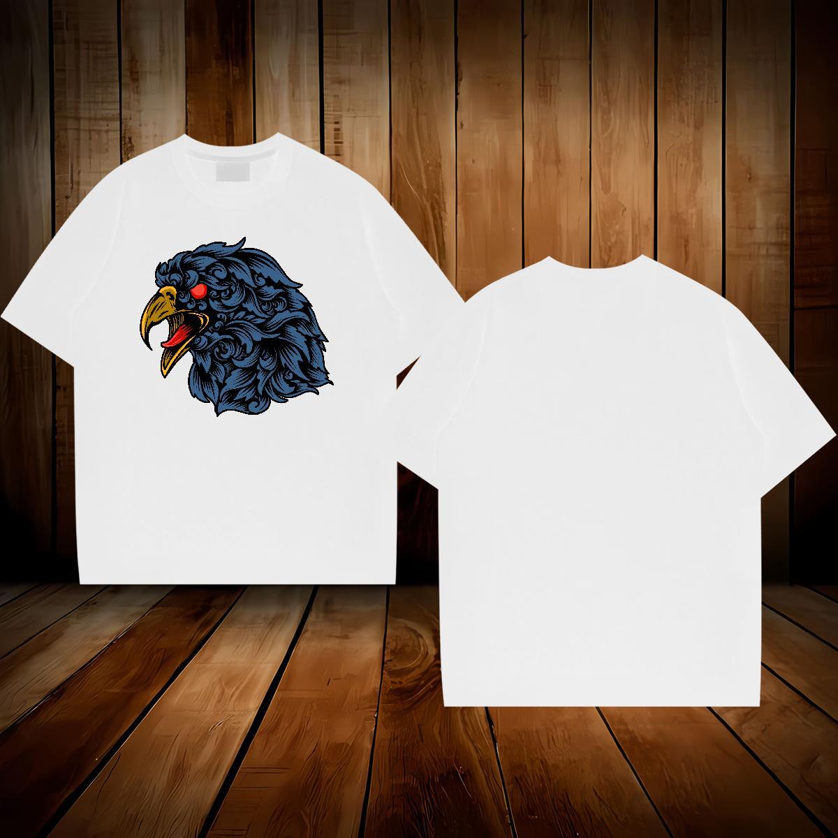 Fashion Casual T Shirts Men 230g 100% Cotton eagle Daily Wear Clothes Breathable Short Sleeve Comfortable Men Tees Cartoon Print