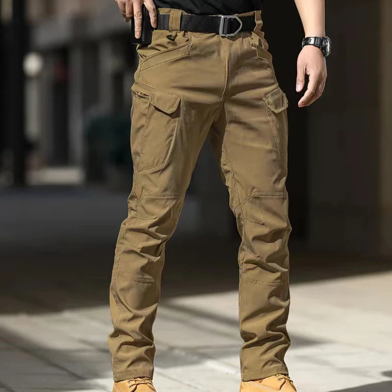 Men M-5XL Autumn Spring Sharskin Elastic Camping Hiking Trekking Finshing Hunting Pants Outdoor Cycling Tactical Cargo Trousers 240806