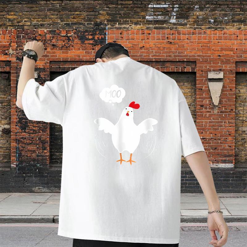 Stylist T Shirt For Man 230g 100% Cotton chicken High Street Hip Hop Clothings Short Sleeve Soft Classic Men Tops Tees DIY Printed