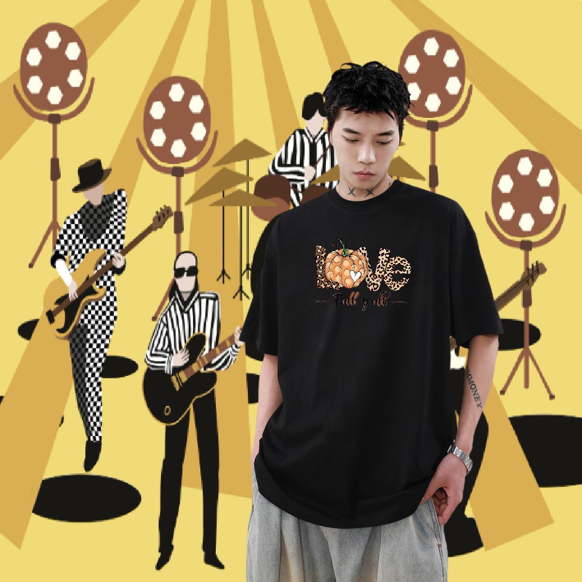 2024 Mens T Shirts 230g Pure Cotton halloween Daily Wear Tees Shirts Breathable Short Sleeve High Quality Men Tees Asian Size