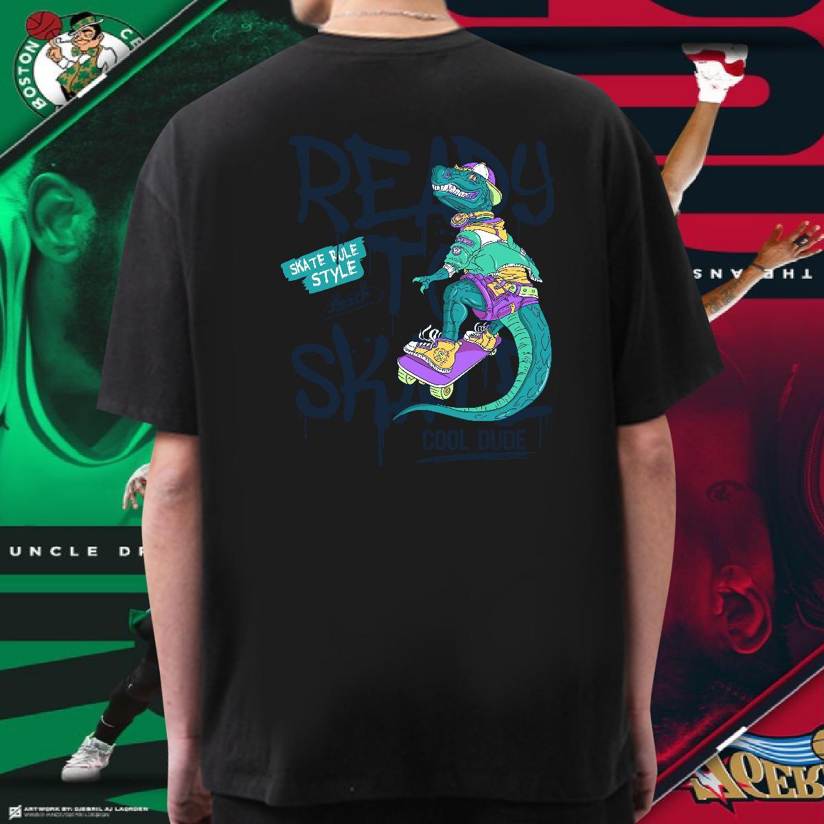 Soft Men Tshirts 230g Pure Cotton dinosaur T-Shirts Street Breathable Crew Neck Asian Size 2024 New Tees