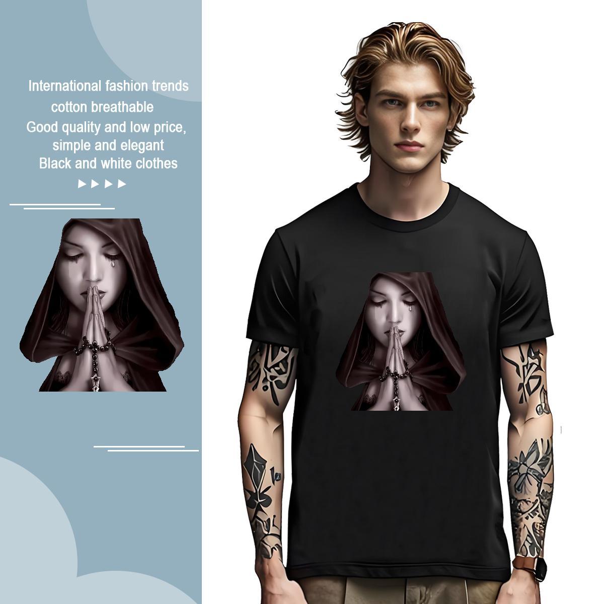 T-Shirts for Men 230g 100% Cotton nun Street wear Hip Hop Breathable Short Sleeve Cartoon Print Tshirt for Man Woman Stylist Loose Tees