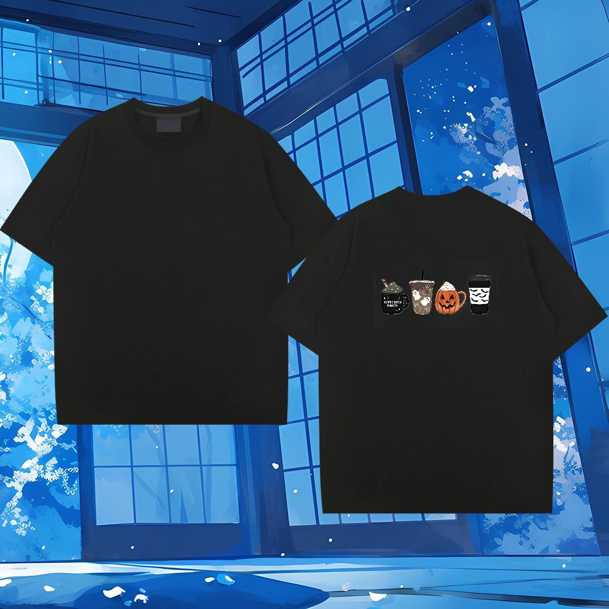 2024 DIY T Shirts Men 230g Pure Cotton pumpkin Street wear Hip Hop Tops Shirt Crew Neck Breathable Designer Men Clothes T-Shirt Custom Printing