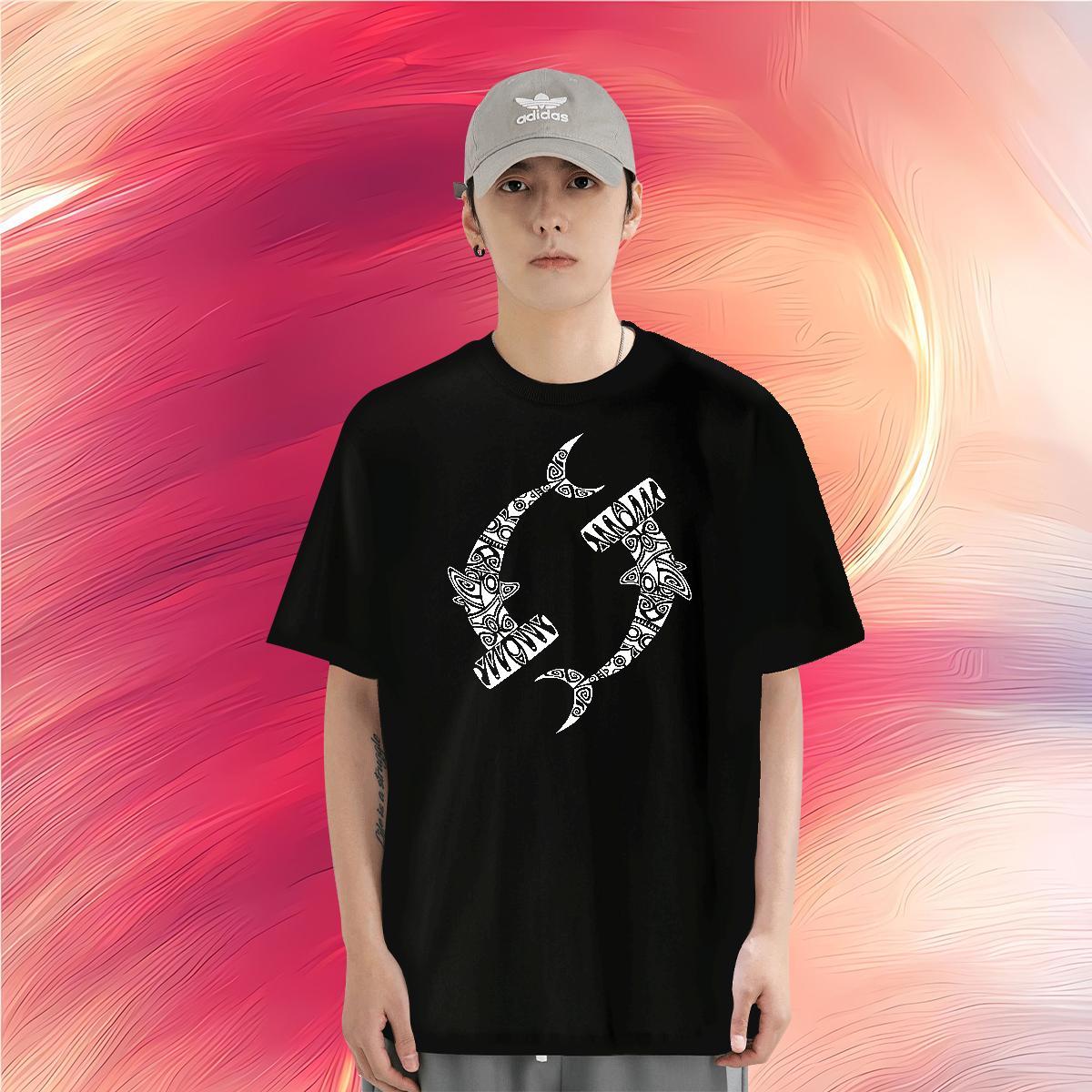 Man T Shirts 100% Cotton 230g fish High Street Hip Hop Breathable Short Sleeve DIY Printed Men Tees Designer Soft Tshirts