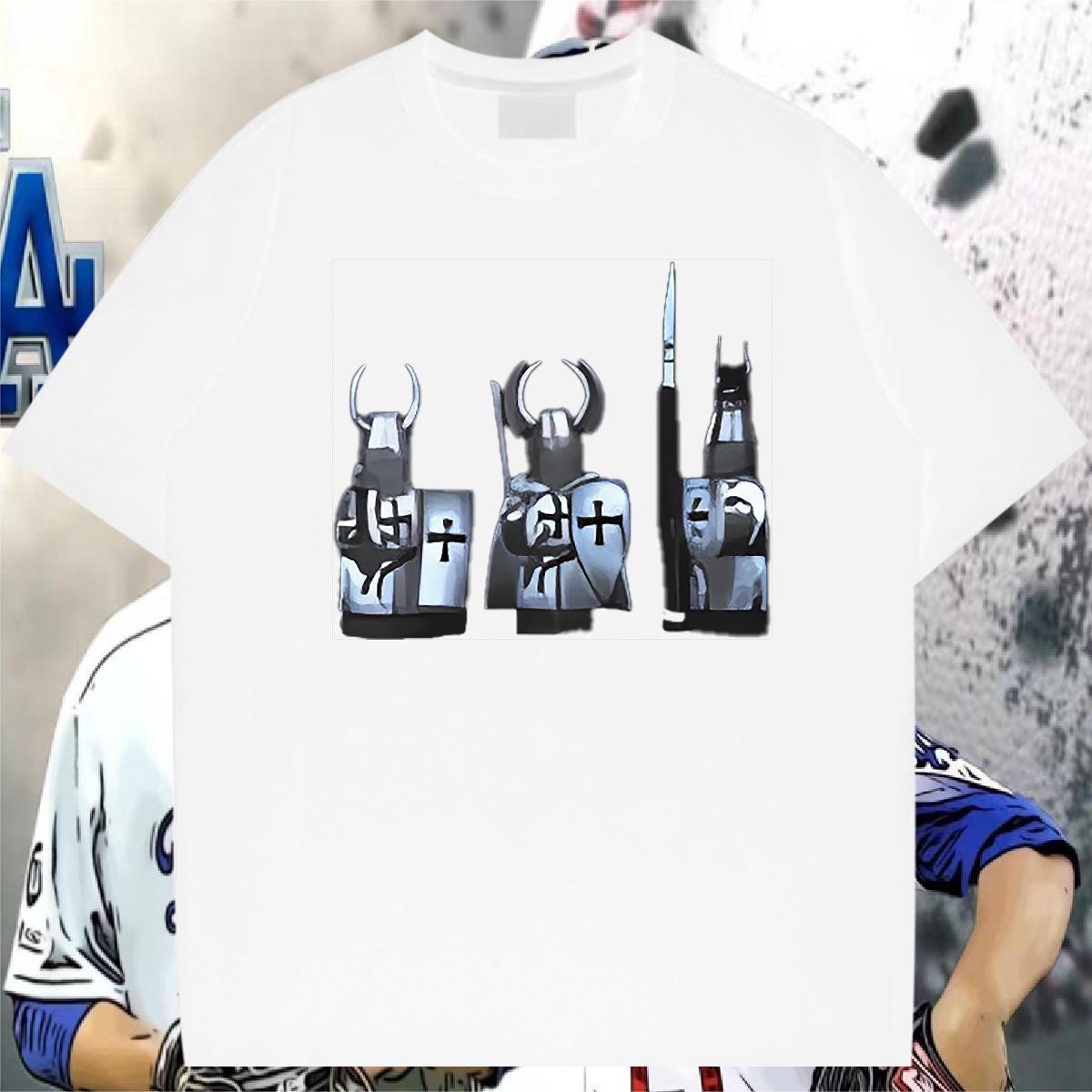 T-Shirts for Men 230g Cotton knight Casual Crew Neck Custom Print Plus Size Men Tops Tees 2024 DIY Comfortable Tshirts