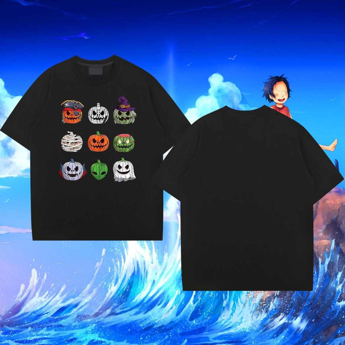 2024 New T Shirts Men 100% Cotton 230g halloween Street Wear Tops Short Sleeve O-Neck Popular Couples T Shirts Cartoon Print