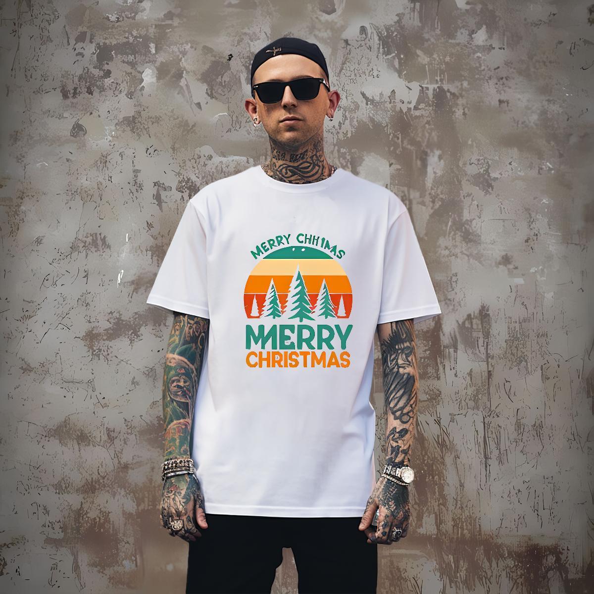 Free Shipping Men Tops Tees 100% Cotton 230g Christmas T Shirt For Man Sports Casual Crew Neck Cartoon Printing L-4XL 2024 Designer Tees Shirts