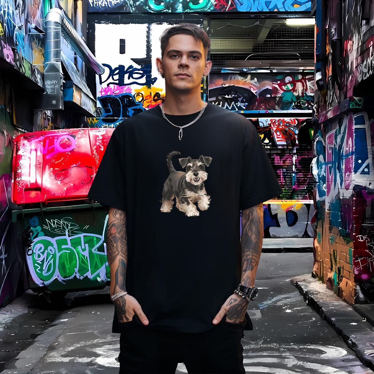 T-Shirts for Men 230g Cotton dog High Street Hip Hop Breathable Crew Neck Customized Men Tshirts Fashion Popular Top Tees