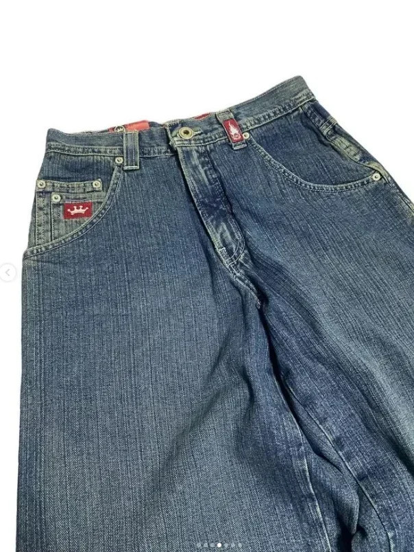 JNCO Street Jeans Y2K Harajuku Hip Hop Letter Embroidered Vintage Baggy Jeans Denim Pants Men Women High Waist Wide Trousers 240810