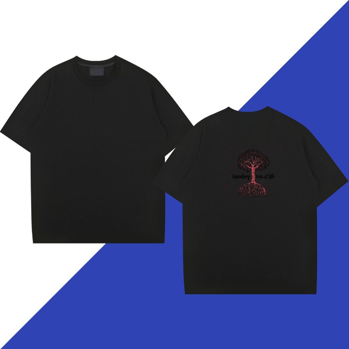 Fashion New Man T Shirts 230g Pure Cotton tree High Street Hip Hop Clothings Breathable Cool Design Men Tops Tees Graphic