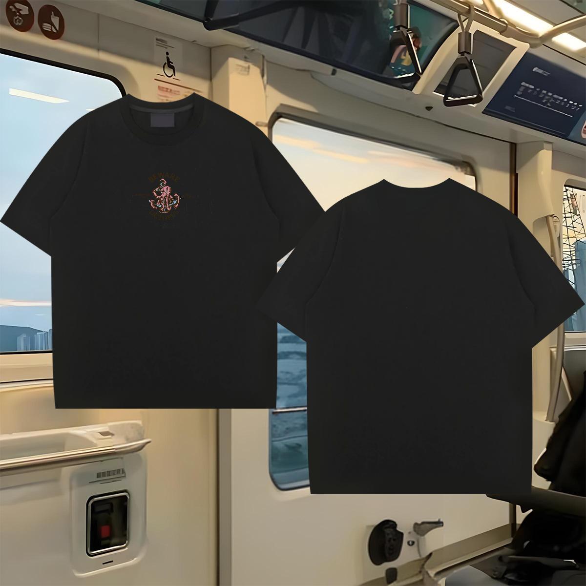 Brand T-Shirts 230g Pure Cotton octopus Street wear Hip Hop Tshirts Breathable Soft Cool Couples T Shirts DIY Printed