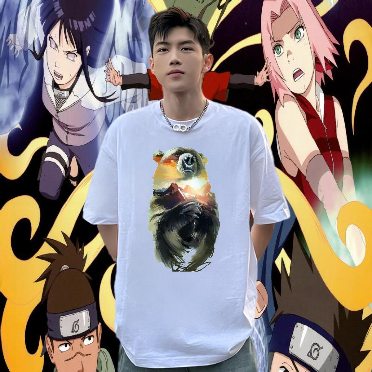 2024 Designer T Shirts Men 230g 100% Cotton bear High Street Hip Hop Tees Short Sleeve O-Neck Unisex Men Tops Tees Custom Print Oversized