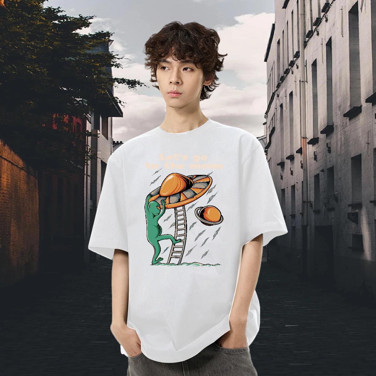 Cool Design Men Tshirts 100% Cotton 230g Street wear Hip Hop ET Custom Anime O-Neck Short Sleeve 2024 DIY T Shirts Men Tops