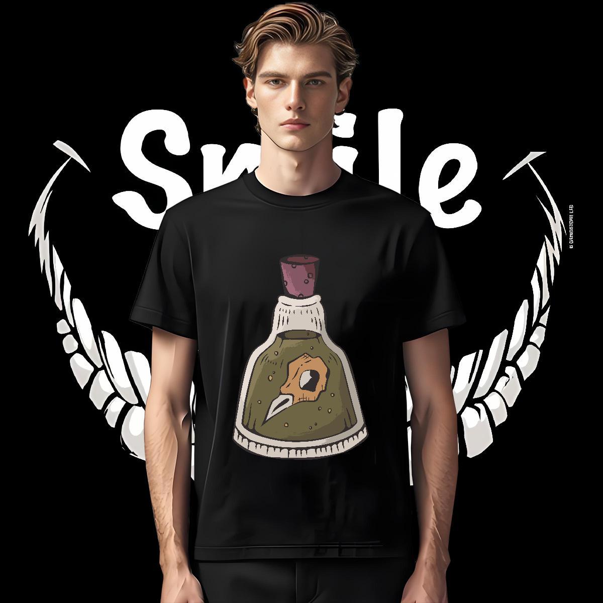 New T Shirts Men 230g Cotton bottle High Street Hip Hop Tshirts Breathable Short Sleeve Popular Mens Tshirts Graphic