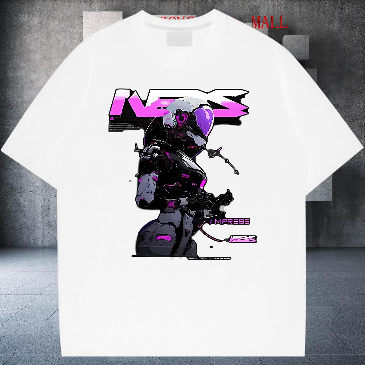 TOP Quality Men Tees 100% Cotton 230g Sport robot Black Oversized Breathable Crew Neck DIY Customized T-Shirts for Men Tops Tees