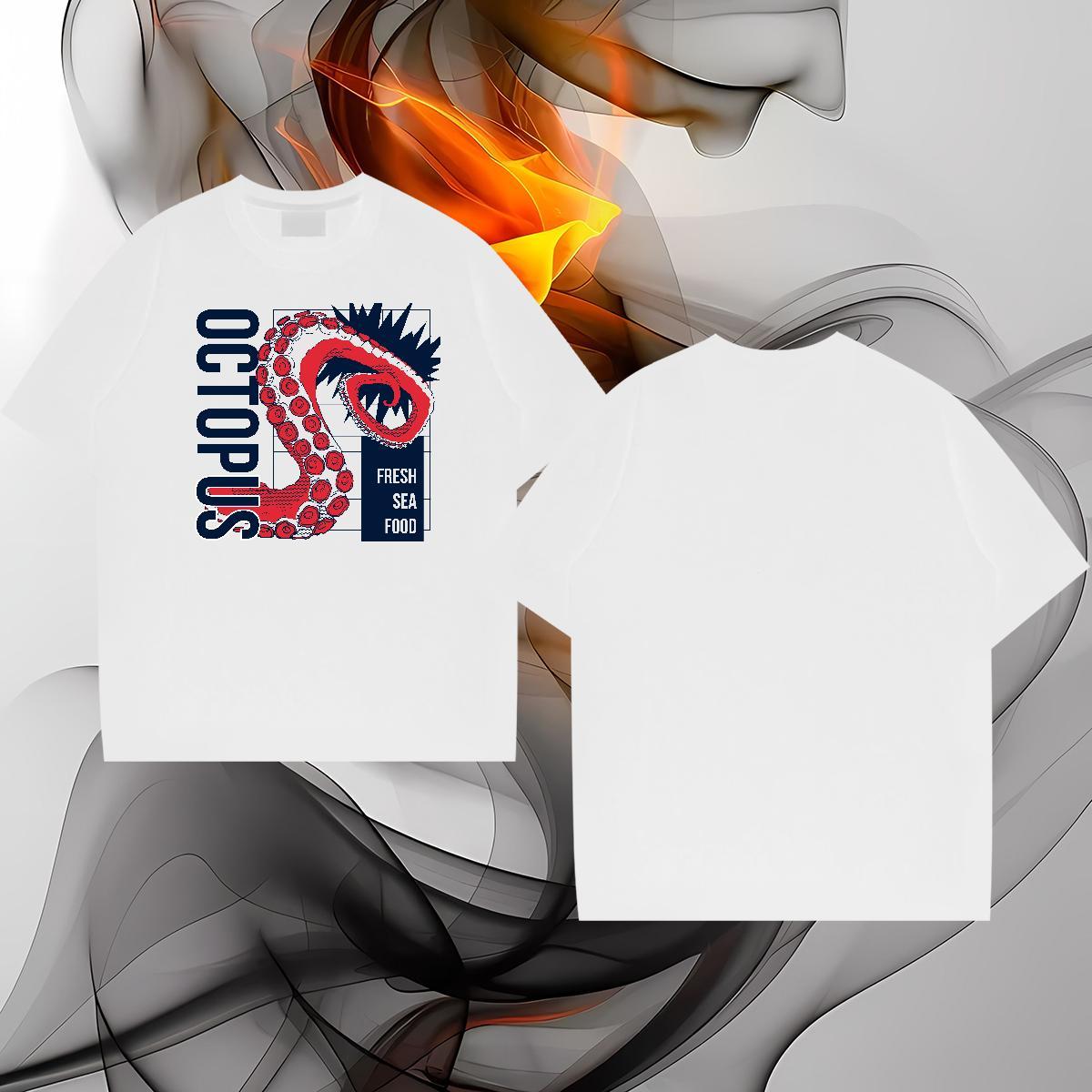 Fashion Designer T Shirt For Man 100% Cotton 230g octopus tentacle Daily Outfit Polos Breathable Unisex Men Tshirts Oversized
