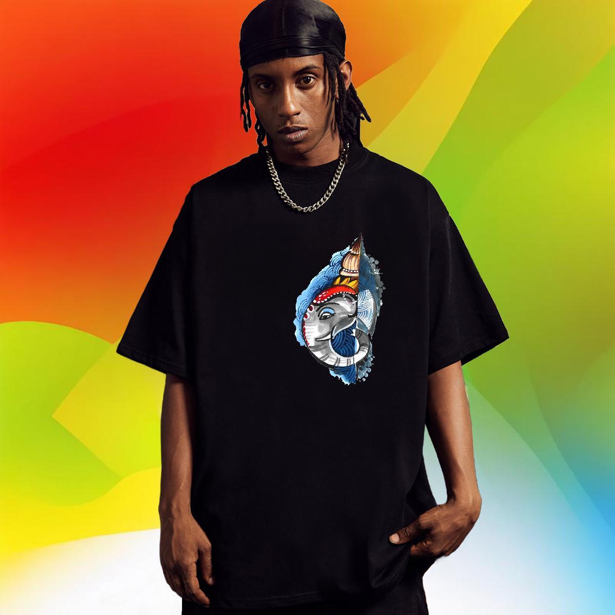 Unisex Tshirt for Man Woman 230g Cotton Hip Hop Street Elephant Oversized Crew Neck Fashion Design T-Shirts Top Tees