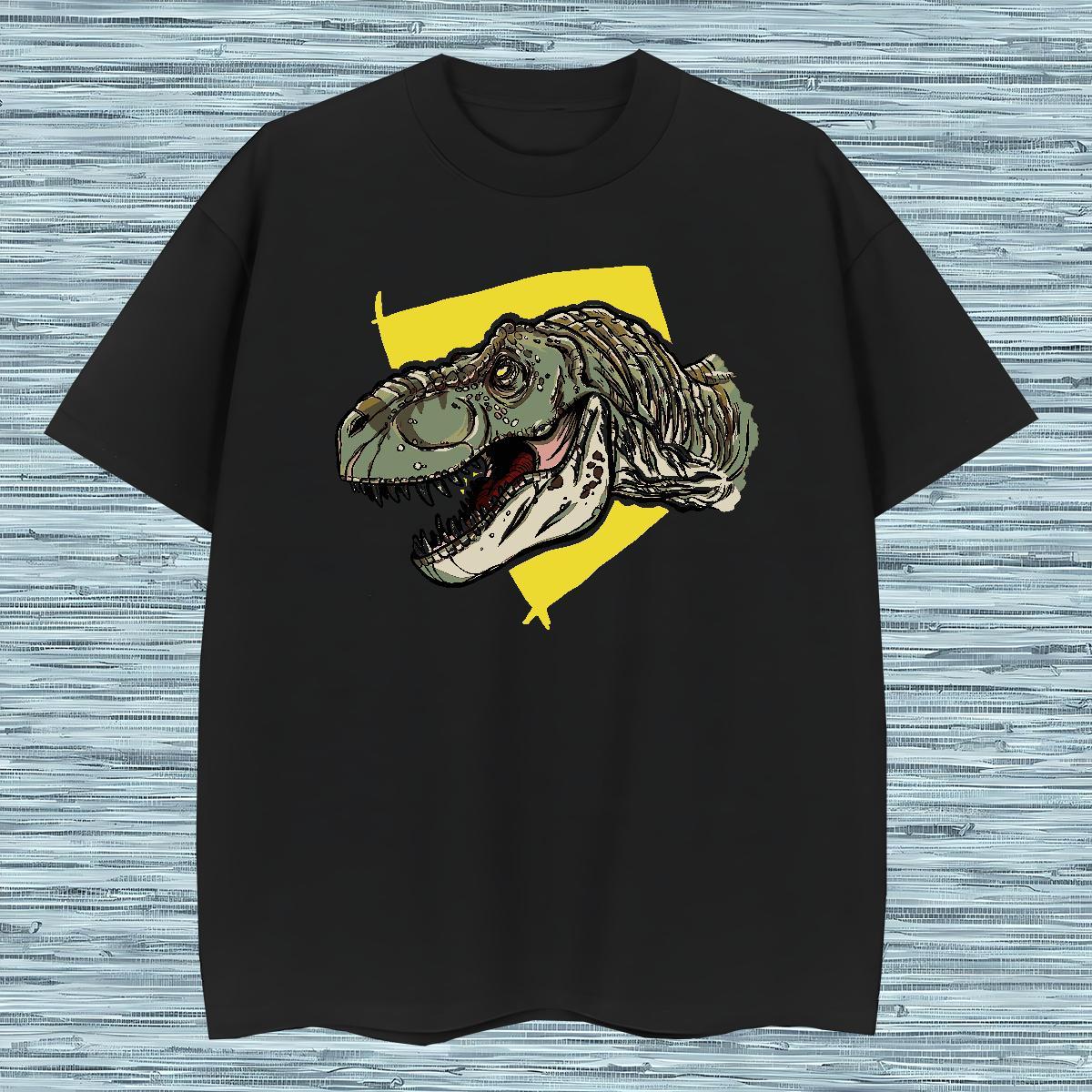 Factory Direct T Shirts Men 100% Cotton 230g dinosaur Daily Wear Clothes Breathable Short Sleeve Soft Men Clothes T-Shirt Skull
