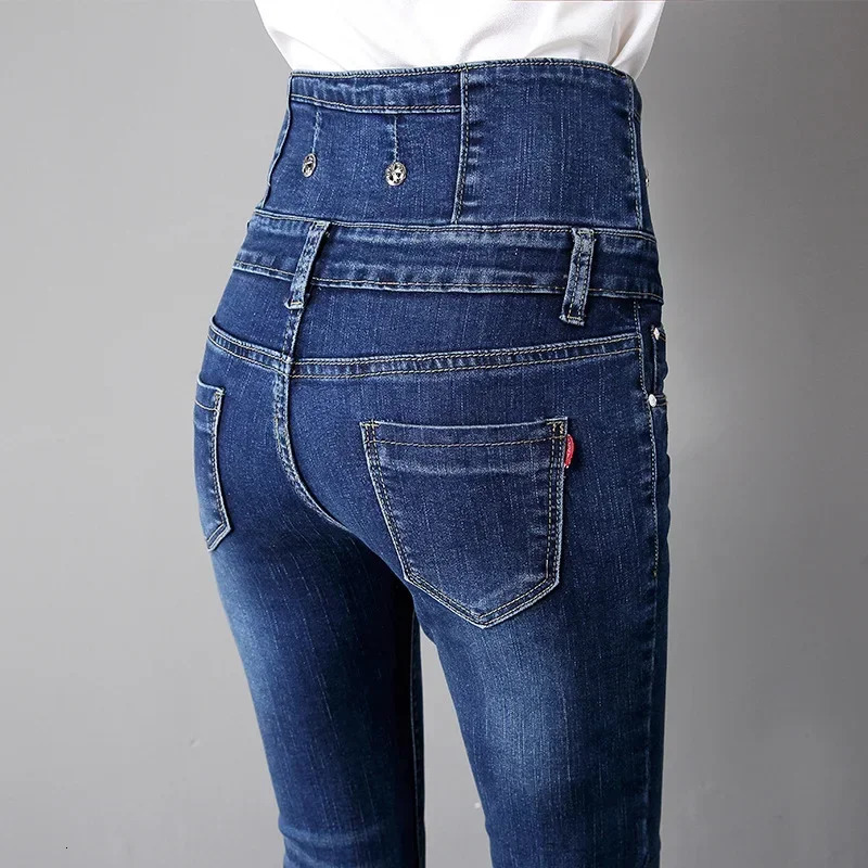 Fashion Women High Waist Pencil Pants Casual Slim Ladies Jeans High Waist Cargo Jeans Women Pants 240806